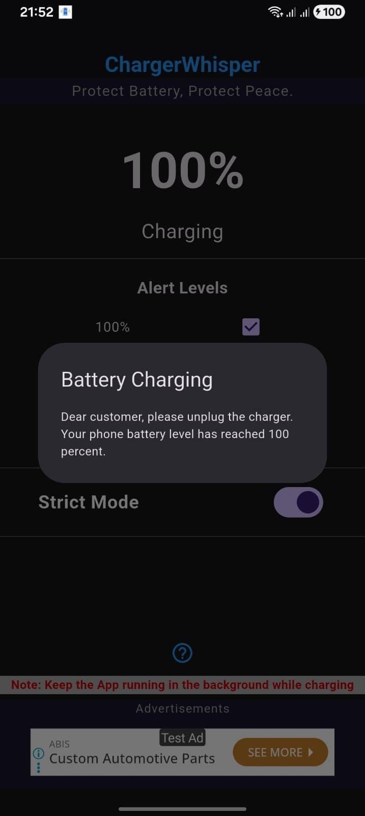 ChargerWhisper app screenshot